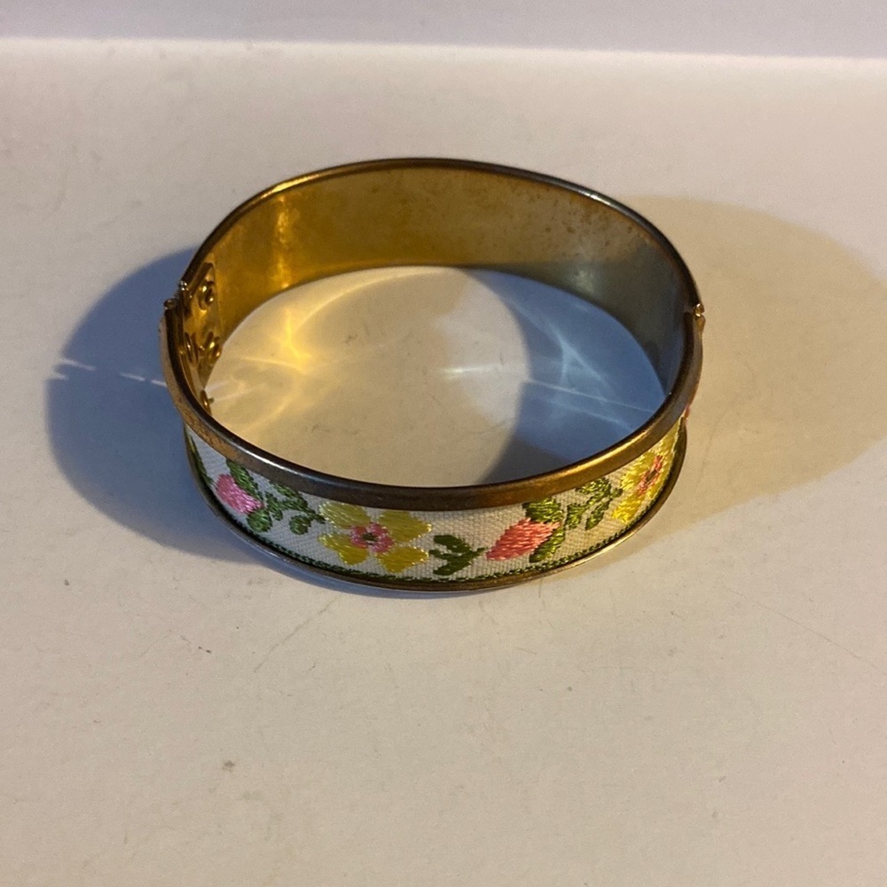 Swiss Clamper Bangle Bracelet, Swiss Needlework,vintage, Embroidery, Cottagecore - Picture 7 of 12